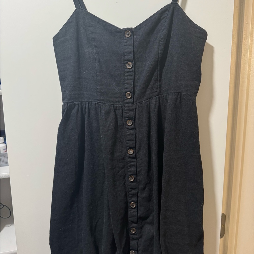 Old Navy Black Button-Front Midi Dress